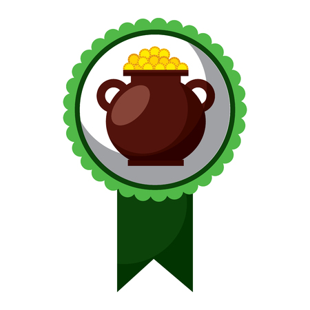Rosette badge with cauldron coins fortune vector illustrationのイラスト素材