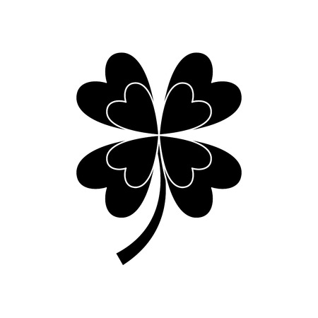 four leaf clover good luck symbol vector illustration black and white imageのイラスト素材