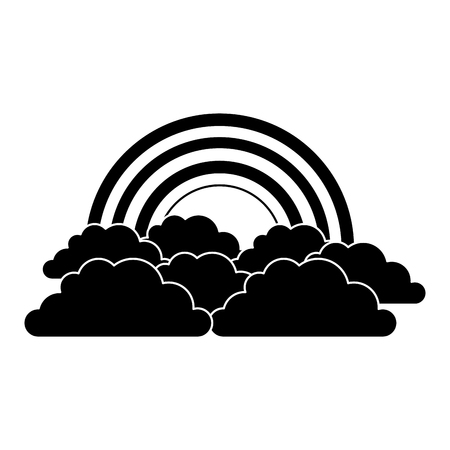 rainbow and cloud in the sky vector illustration black and white imageのイラスト素材