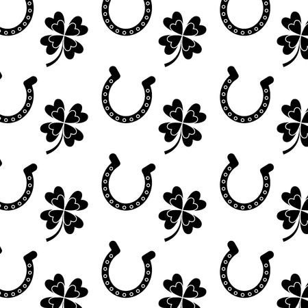 st patricks day horseshoe and clover luck good background vector illustrationのイラスト素材