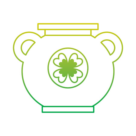big cauldron with clover sticker image vector illustration neon color line imageのイラスト素材