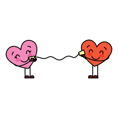 couple in love heart talking with cup romantic vector illustrationのイラスト素材