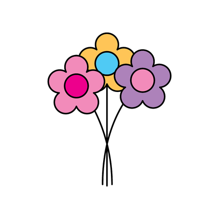 bouquet flowers romantic decoration natural vector illustrationのイラスト素材