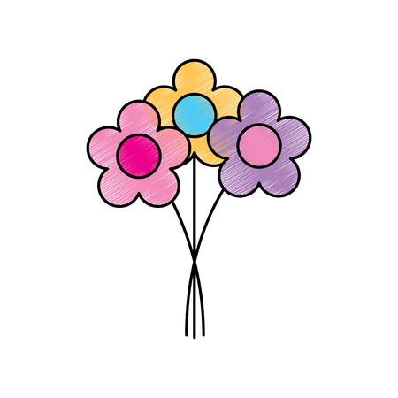 bouquet flowers romantic decoration natural vector illustration drawing imageのイラスト素材