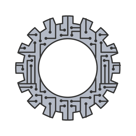gear wheel and circuit board digital technology and engineering digital vector illustrationのイラスト素材