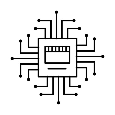 circuit board connection hardware processor vector illustration outline imageのイラスト素材