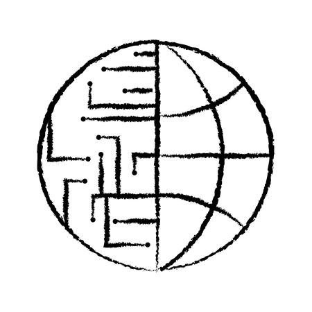 technology world globe network connection circuit vector illustrationのイラスト素材