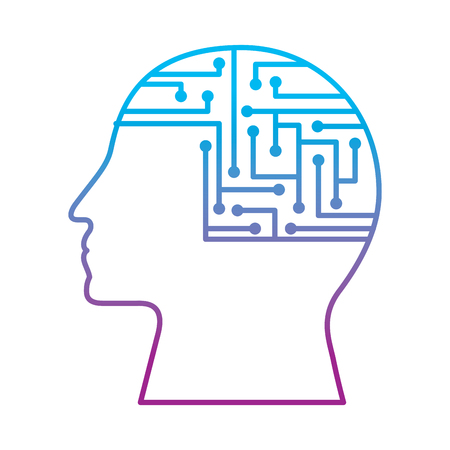 human profile circuit board data intelligence vector illustrationのイラスト素材