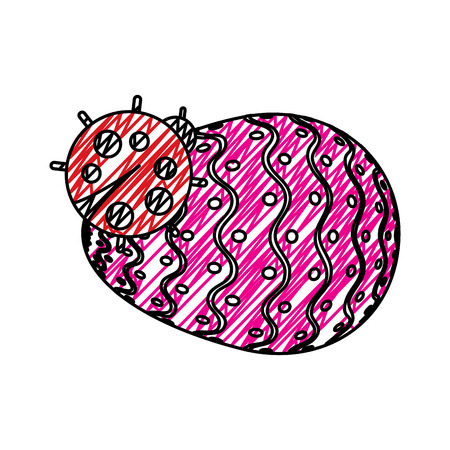 Decorative easter egg with ladybug vector illustration.のイラスト素材