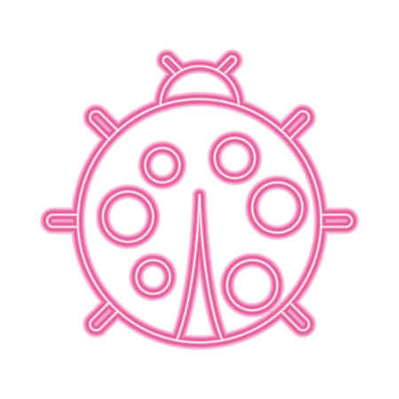 cute ladybug dotted animal insect wildlife vector illustration pink neon imageのイラスト素材