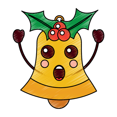 Christmas bells smile cartoon vector illustration drawing image.のイラスト素材