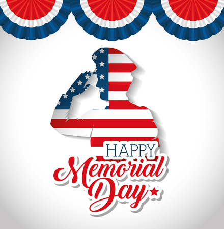 happy memorial day soldier silhouette vector illustration designのイラスト素材