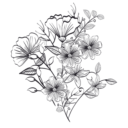 monochrome and rustic decoration floral vector illustration designのイラスト素材