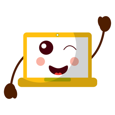laptop computer kawaii character device vector illustrationのイラスト素材
