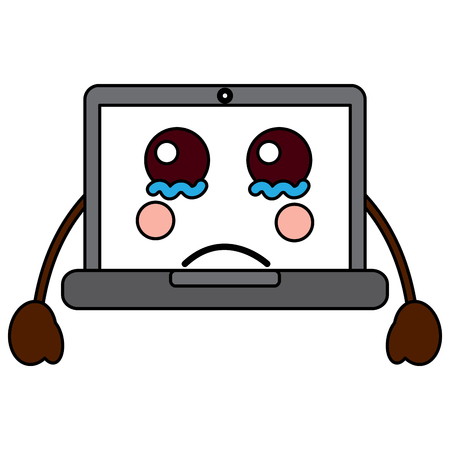 Sad computer cartoon imageのイラスト素材