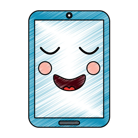 cellphone happy emoji icon image vector illustration designのイラスト素材