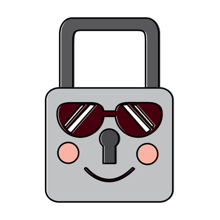 safe secure padlock kawaii character vector illustrationのイラスト素材