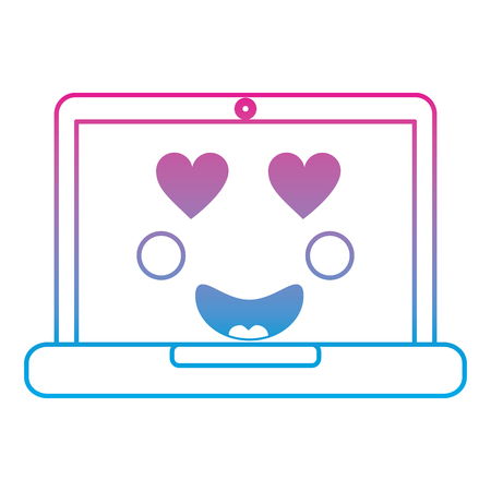 laptop computer kawaii character device vector illustrationのイラスト素材