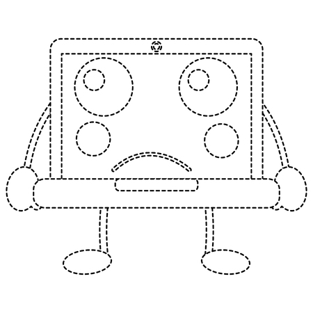 laptop computer sad  emoji icon image vector illustration design  black dotted lineのイラスト素材
