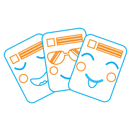 A documents emoji icon image vector illustration design orange and blue lineのイラスト素材