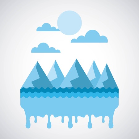 melted landscape icing mountains water sky vector illustrationのイラスト素材