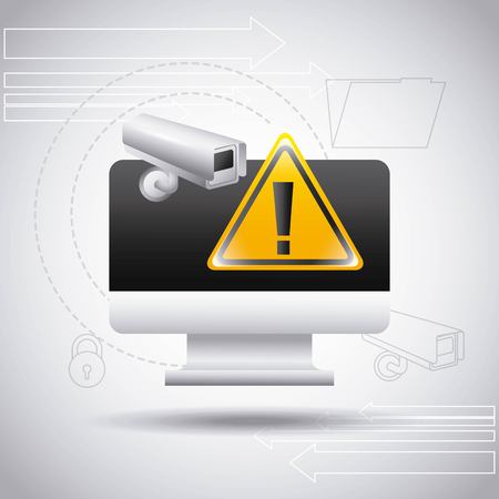 computer screen warning alert surveillance camera vector illustrationのイラスト素材