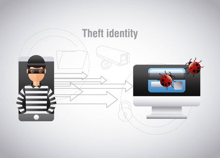 theft identity hacker mobile computer virus vector illustrationのイラスト素材