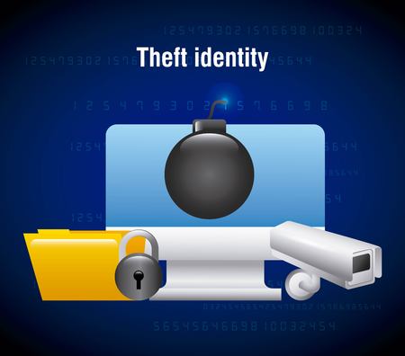 theft identity computer technology folder camera security vector illustrationのイラスト素材
