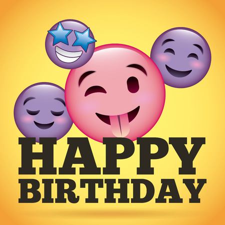 happy birthday smile emoji happy tongue out vector illustrationのイラスト素材