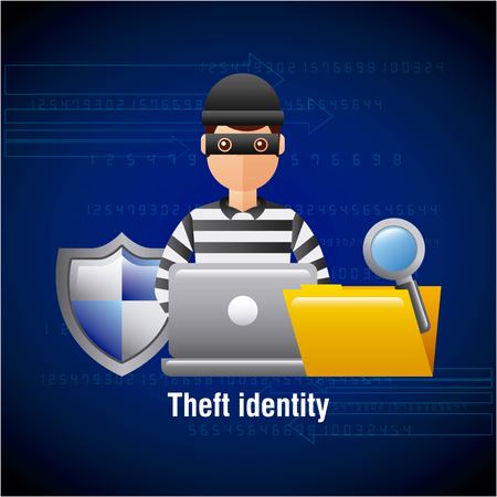 theft identity hacker laptop folder search protection vector illustrationのイラスト素材