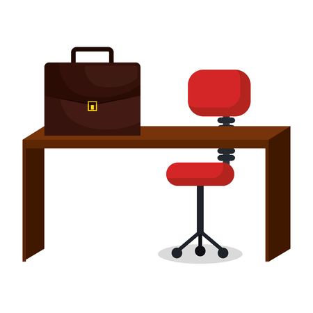 business office workplace with portfolio vector illustration designのイラスト素材
