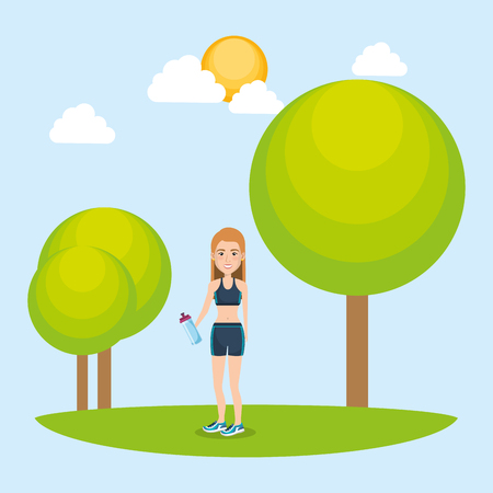 athlete female weight lifting character vector illustration designのイラスト素材