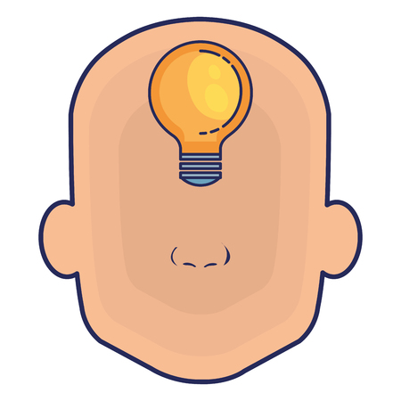 head profile human with bulb vector illustration designのイラスト素材