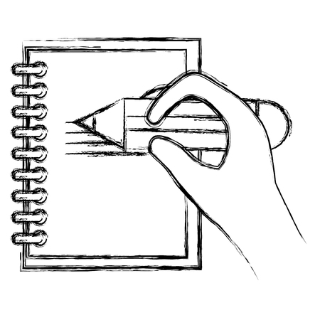 Hand writing with pencil in notebook vector illustration designのイラスト素材