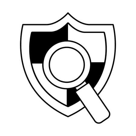 shield protection magnifier search data information vector illustration outlineのイラスト素材