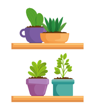 cute houseplant in pot vector illustration designのイラスト素材