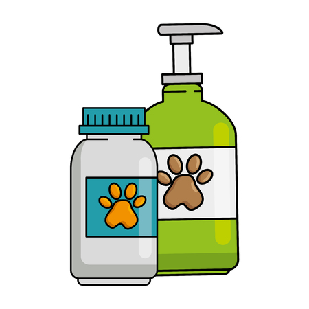 mascot shampoo and vitamins bottles icon vector illustration designのイラスト素材
