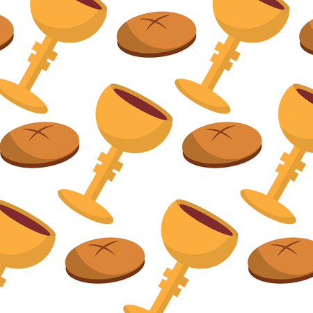 seamless pattern christianity religious grail and bread vector illustrationのイラスト素材