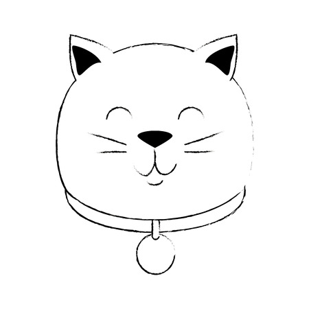 cute cat head mascot vector illustration designのイラスト素材