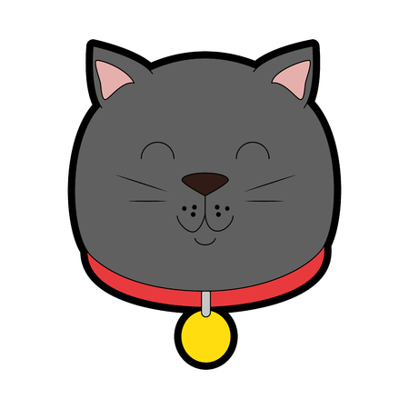 cute cat head mascot vector illustration designのイラスト素材