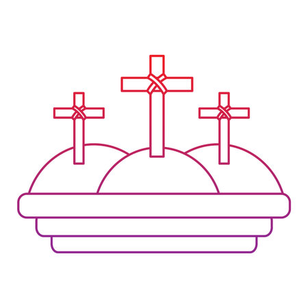 crosses three hills christian catholic paraphernalia  icon image vector illustration design  red to purple lineのイラスト素材