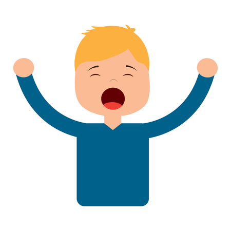portrait young boy yawning and arms extended vector illustrationのイラスト素材