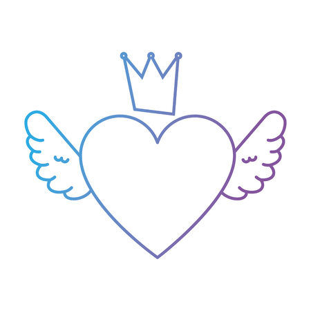 heart love with wings and crown vector illustration designのイラスト素材
