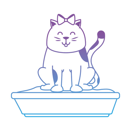 Cute cat mascot with sand box vector illustration designのイラスト素材