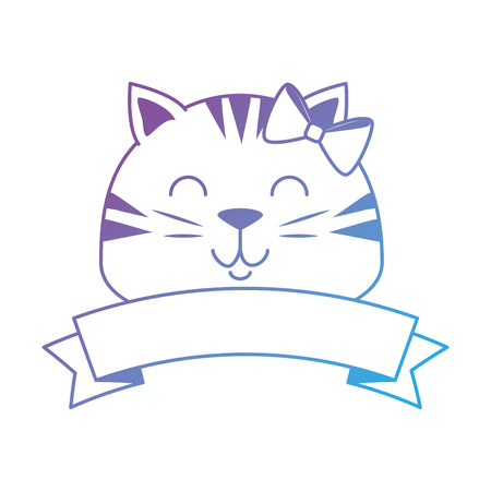 Cute cat head mascot with ribbon vector illustration designのイラスト素材
