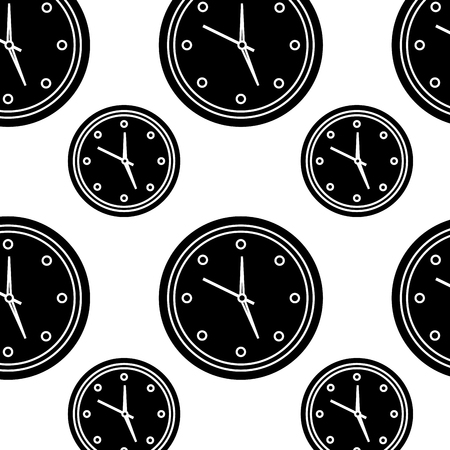 Round clock time hour seamless pattern design vector illustration black imageのイラスト素材