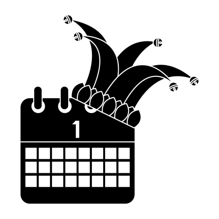 Jester hat and calendar first day festival vector illustrationのイラスト素材