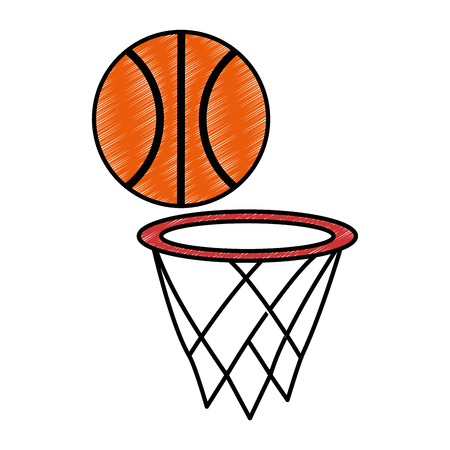 Basketball balloon with basket sport vector illustration designのイラスト素材