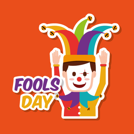 Fools day joker mask hat celebration vector illustration.のイラスト素材