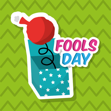 Fools day surprise box humor whoopee cushion vector illustrationのイラスト素材